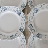 6 dessert plates - Antique tableware set 82 pieces Sarreguemines earthenware Art Nouveau style
