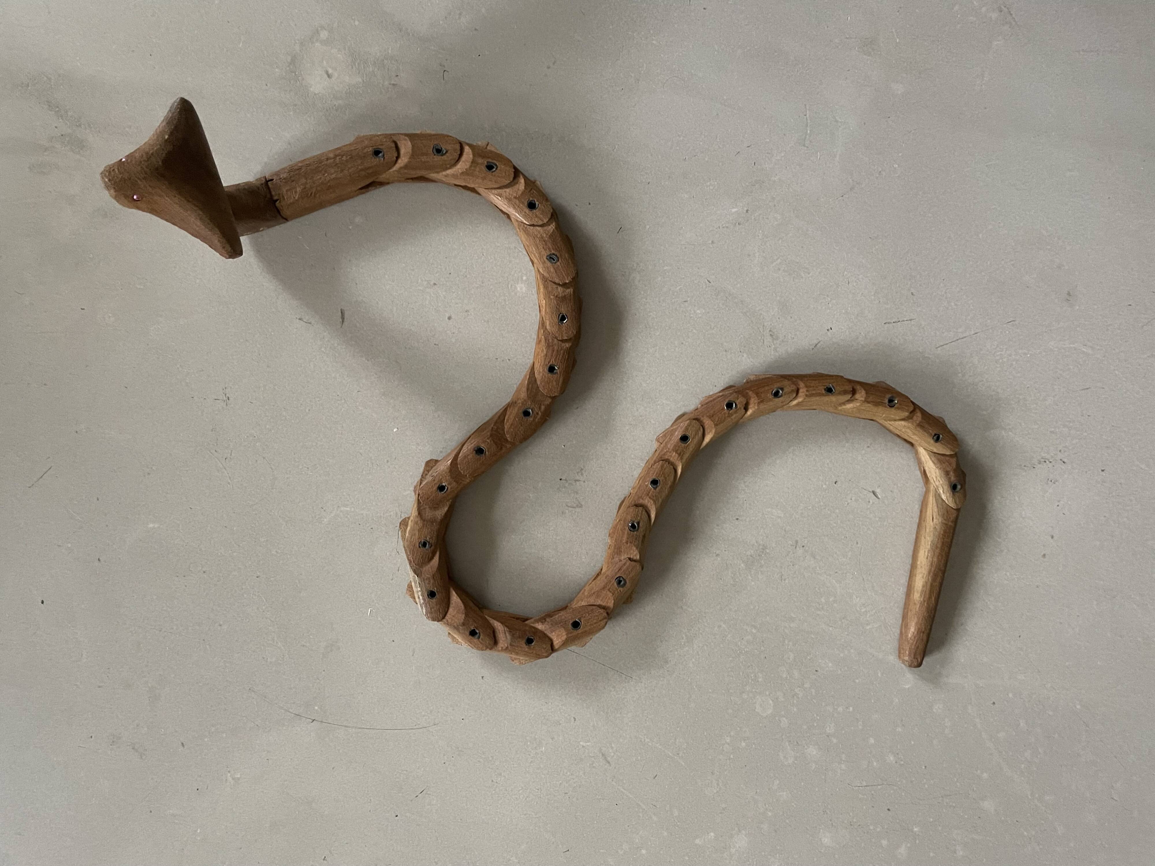 Articulated wooden snake