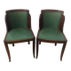 Pair of old wood and green leather gondola chairs