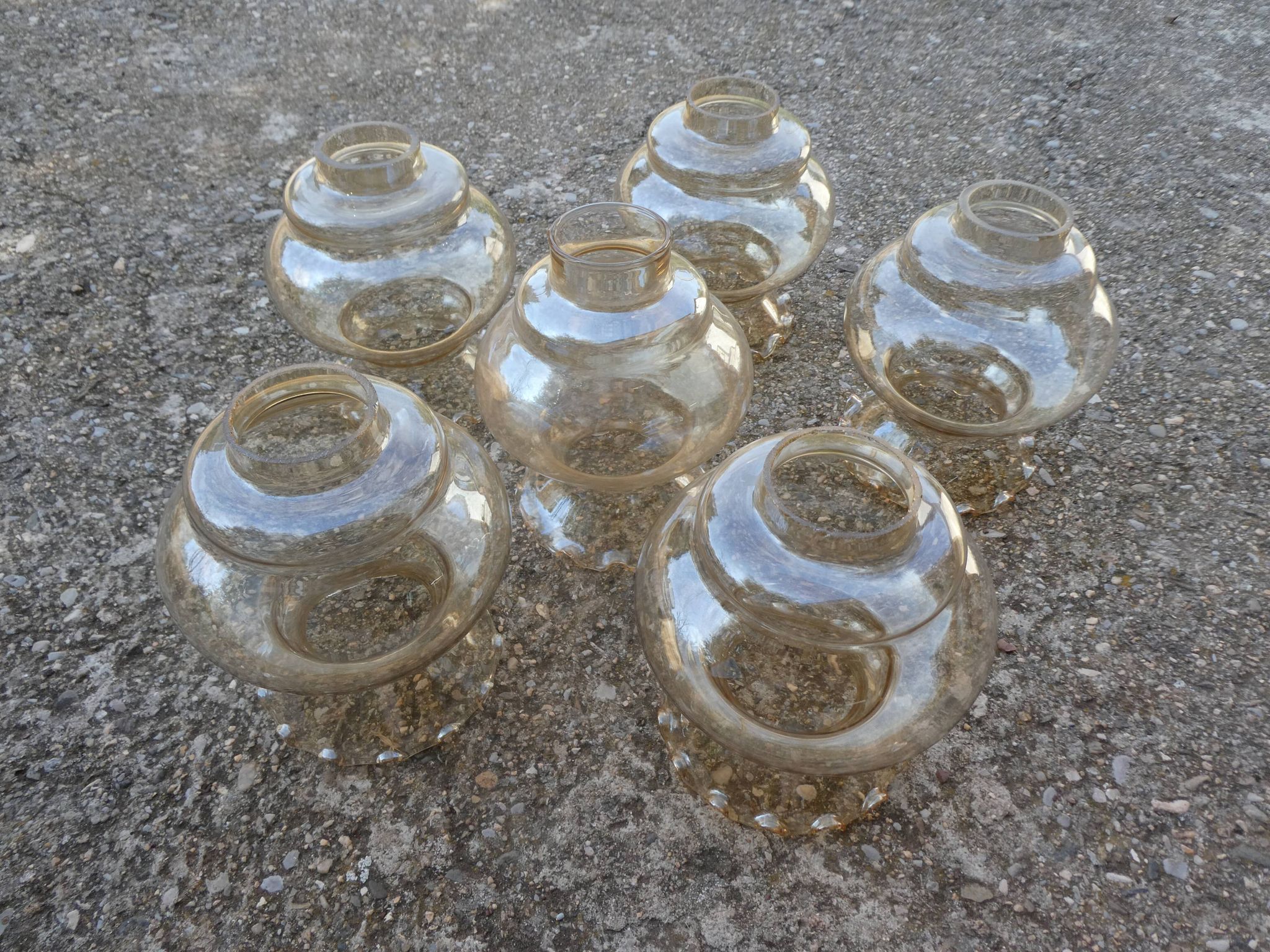 Lot de 6 globes en verre ambré