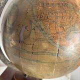 Vintage 1930 globe terrestrial Jacques Adnet world map J. Forest glass wood -