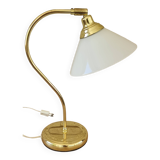 Articulated brass and opaline lamp.
