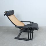 1980s Lounge Chair — Wiener Weave & Leather — Adjustable Backrest — Vintage