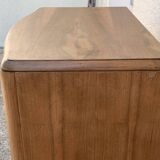 High art deco chest of drawers with mustache feet in raw walnut, 1930s