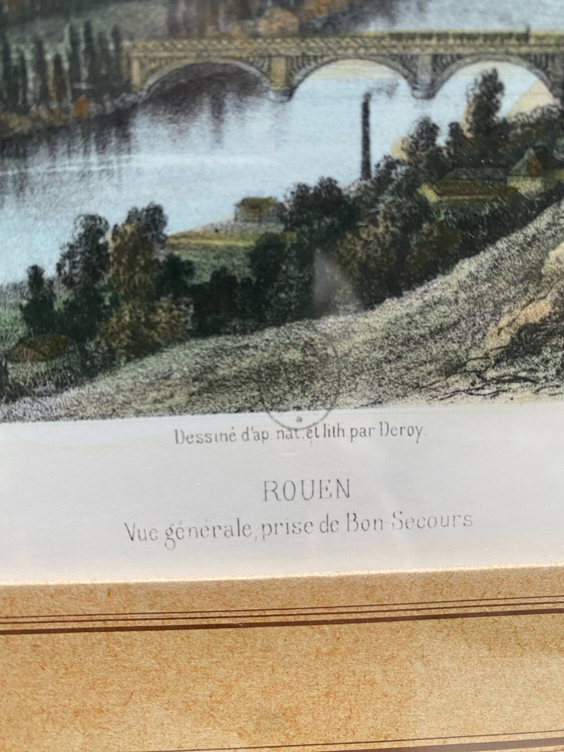 Watercolor hand drawing view of Rouen by Deroy