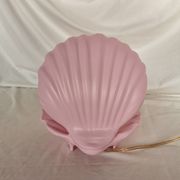 Pink shell and opaline pearl lamp, Saint-Jacques, France, 1970