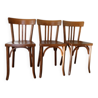 Set of 3 Baumann chairs No. 27 dark beech