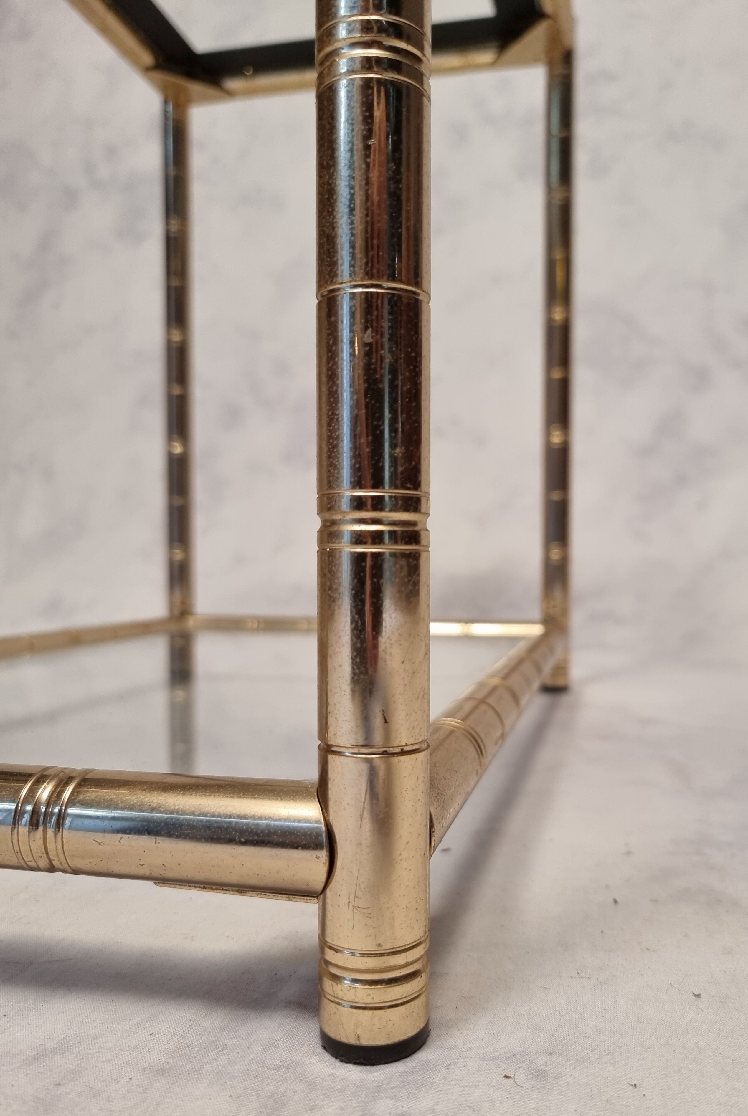 Pair of bamboo sofa ends - golden brass - ca 1980
