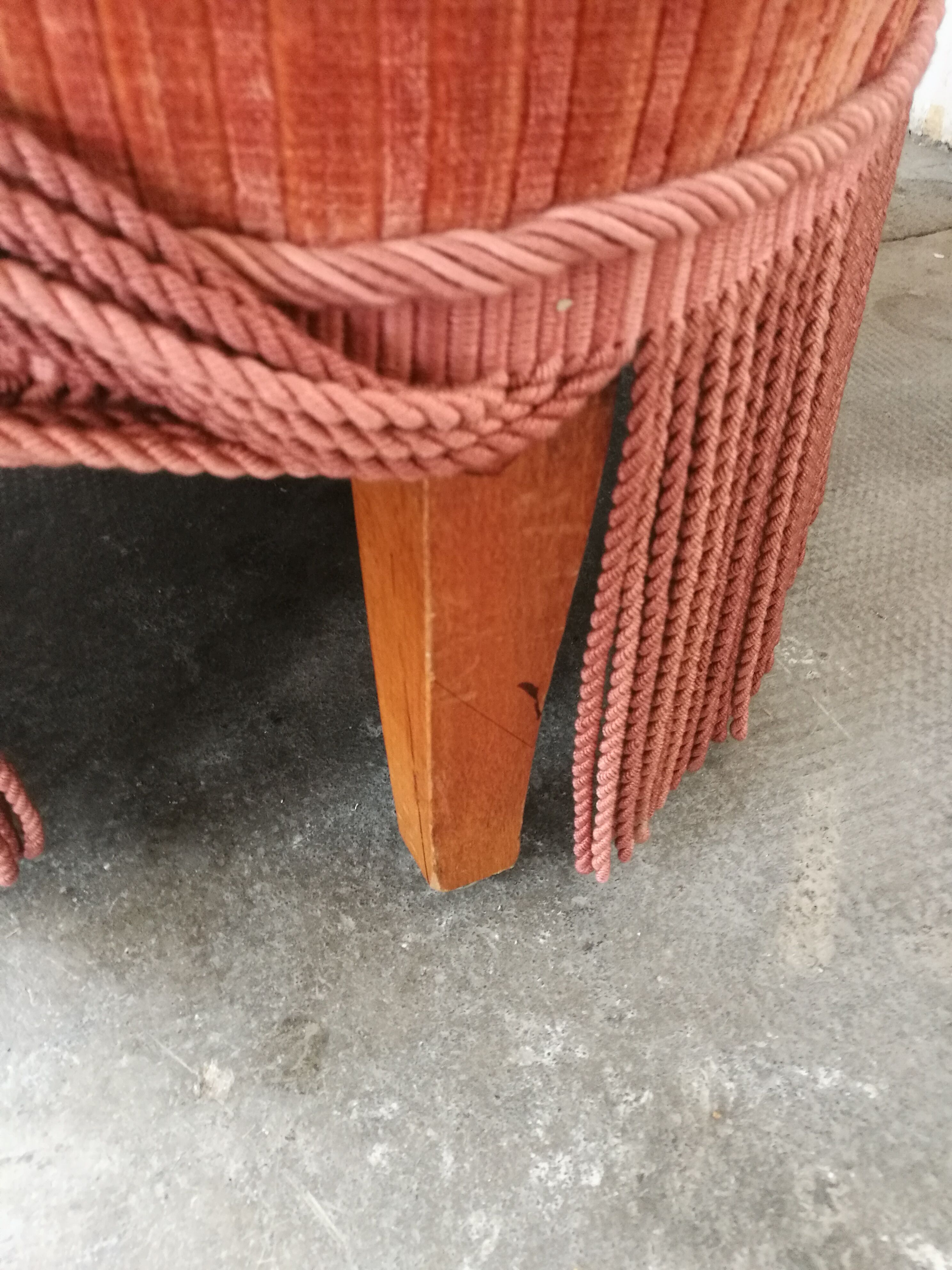 Orange velvet toad armchair