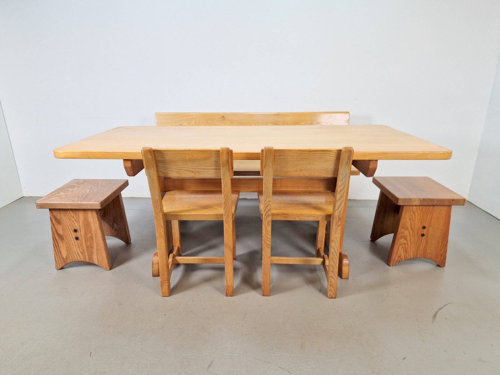 Tabourets en chêne brutaliste vintage, Danemark, 1960, ensemble de 2