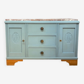 Zinc blue and marble sideboard