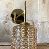 Brass and striated glass wall lamp