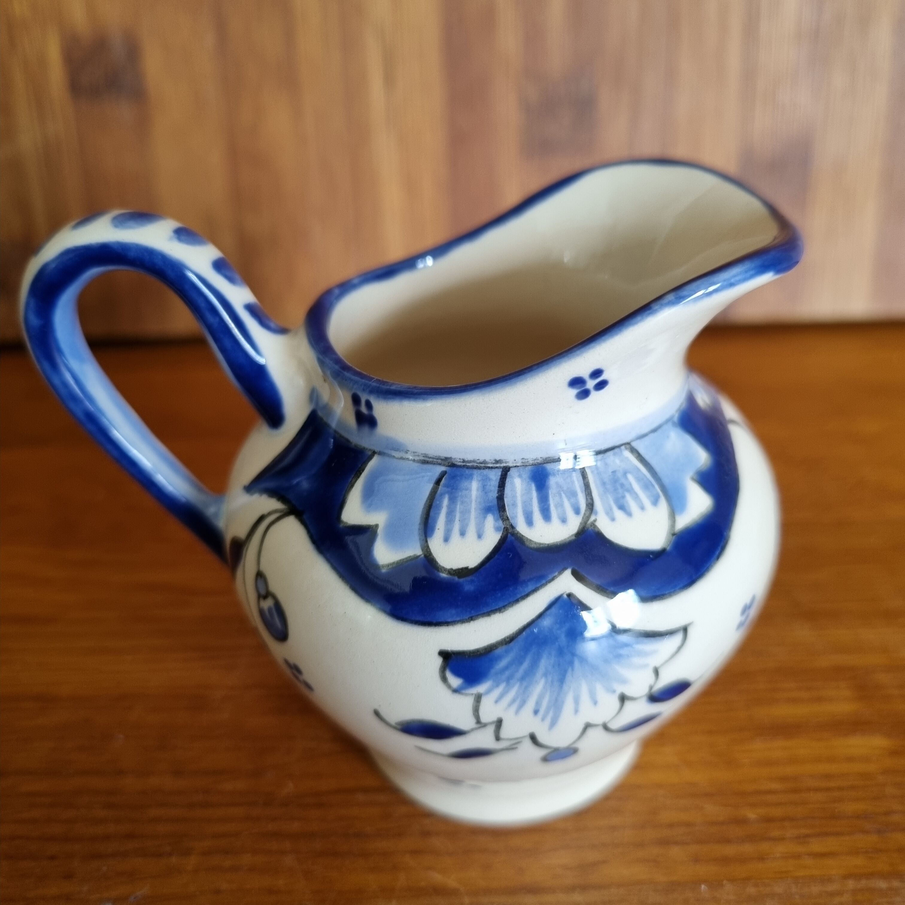 Milk jug Creamer faience décor Old Rouen
