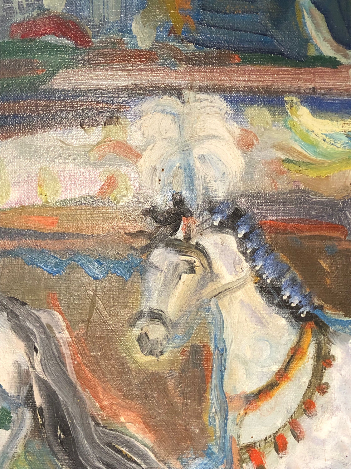 Painting Oil on Canvas Fauvism Circus Horse Dancer Circa 1960