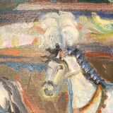 Painting Oil on Canvas Fauvism Circus Horse Dancer Circa 1960