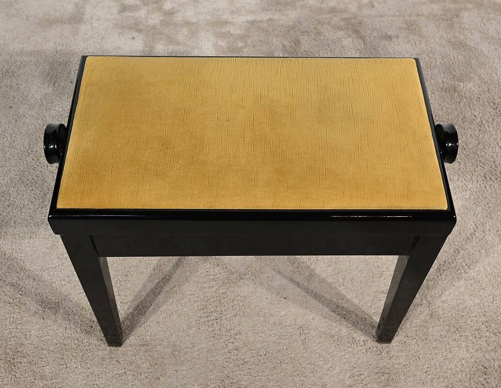 Adjustable Piano Bench, in Black Lacquered Wood – 1970