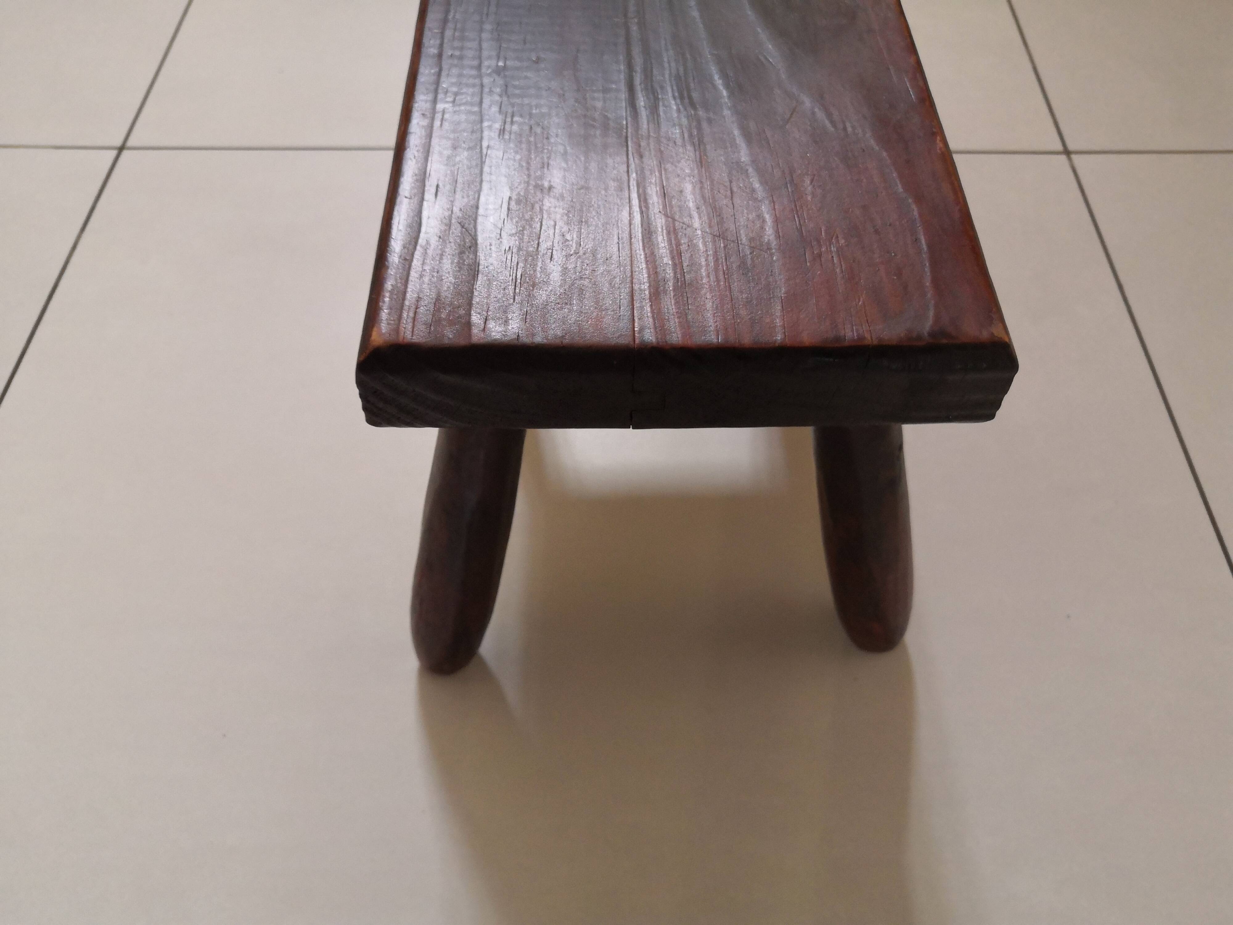 Step footrest solid wood vintage brutalist stool