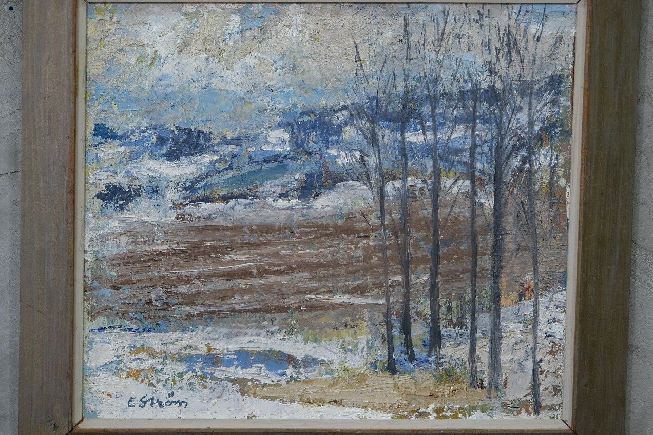 Erik Ström, Swedish painting, 1970s, Oil on panel, Framed