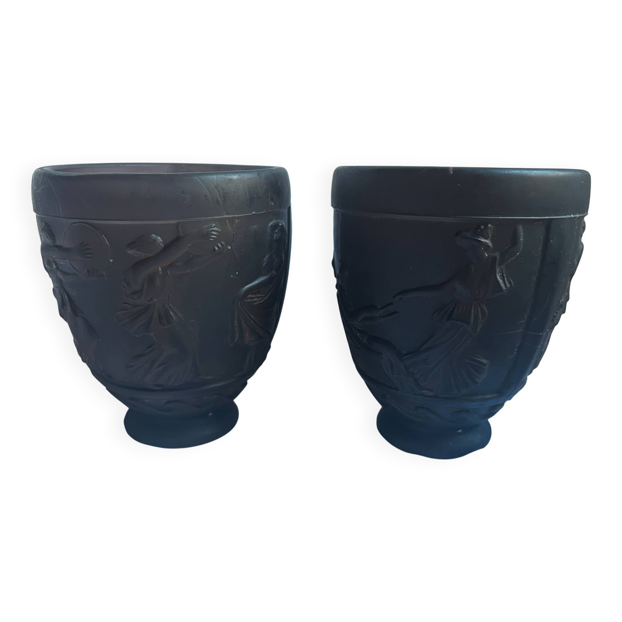 Pair of Art Deco vases Georges Le Feure (1868/1943) Glass paste Dancers