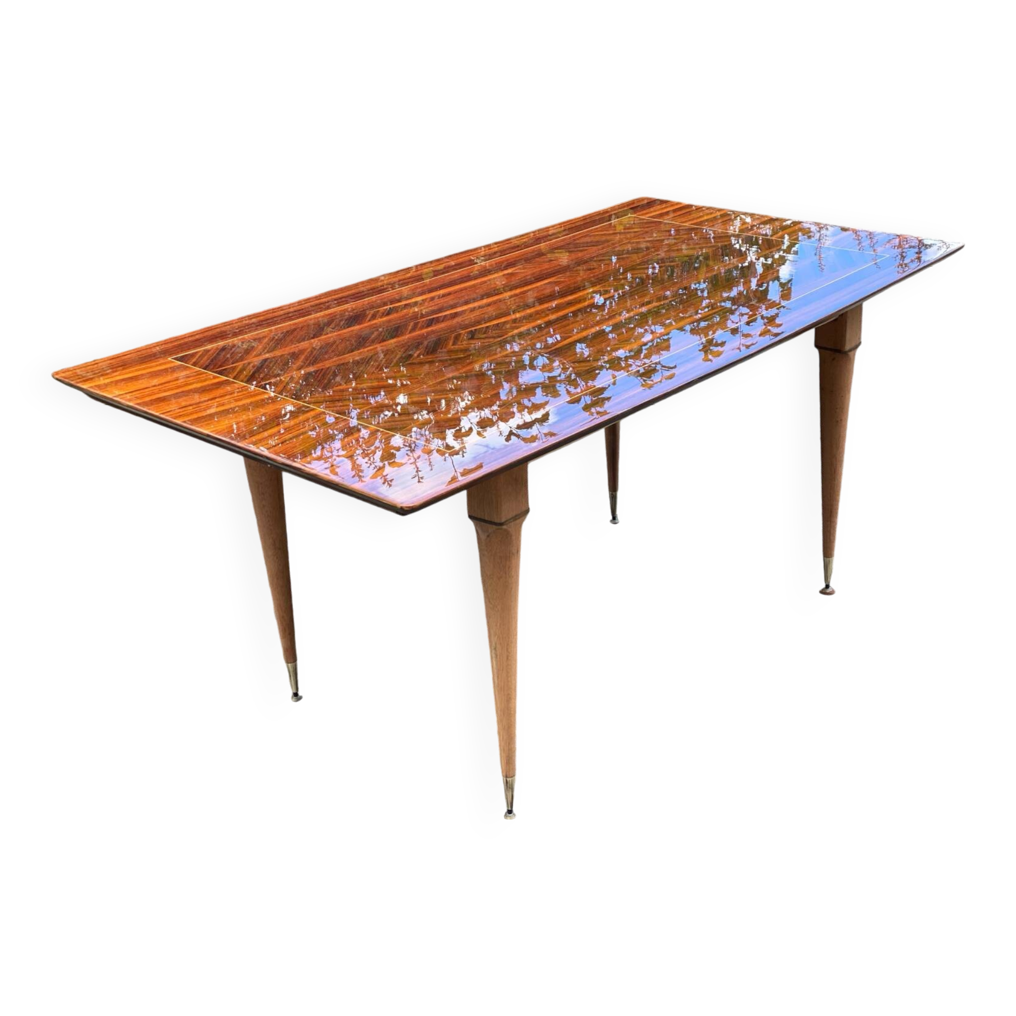 Table à manger scandinave extensible vintage palissandre rénovée en bois massif brut