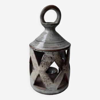 Glazed stoneware lantern candle holder