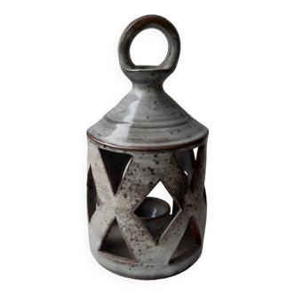 Glazed stoneware lantern candle holder