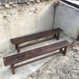 Pair of solid oak monastery benches