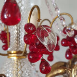 Murano chandelier with red grape pampilles