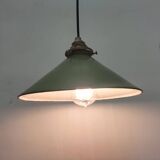 Enameled sheet metal cone pendant light