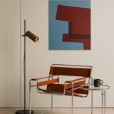 Minimalist canvas "structure in blue and red"