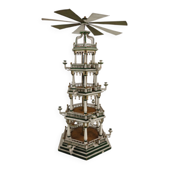 19th century handmade Christmas pyramid – rare and beautiful German folk art piece