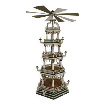 19th century handmade Christmas pyramid – rare and beautiful German folk art piece