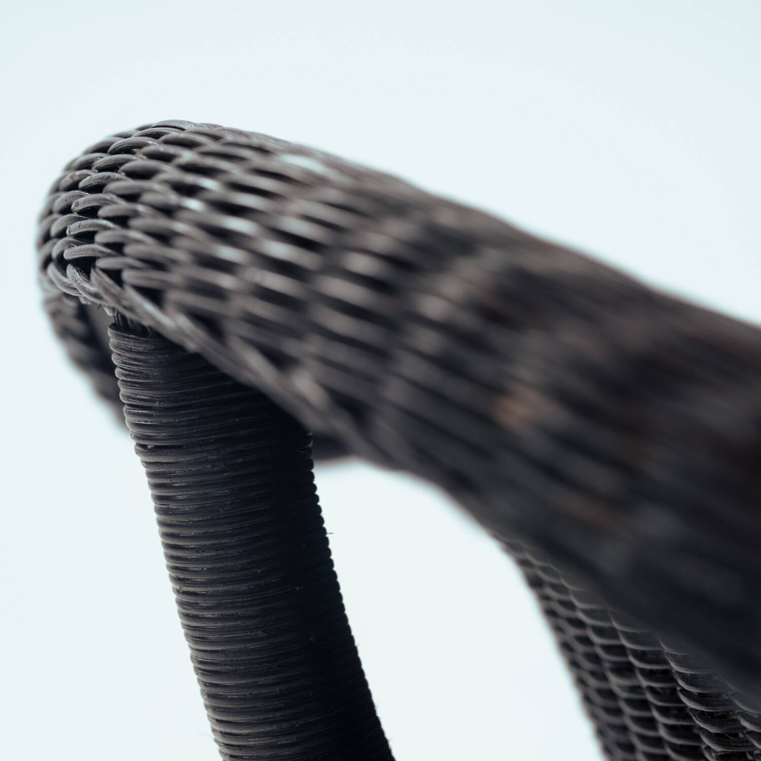 Sculptural rattan tripod armchairs in the manner of Boris Sipek