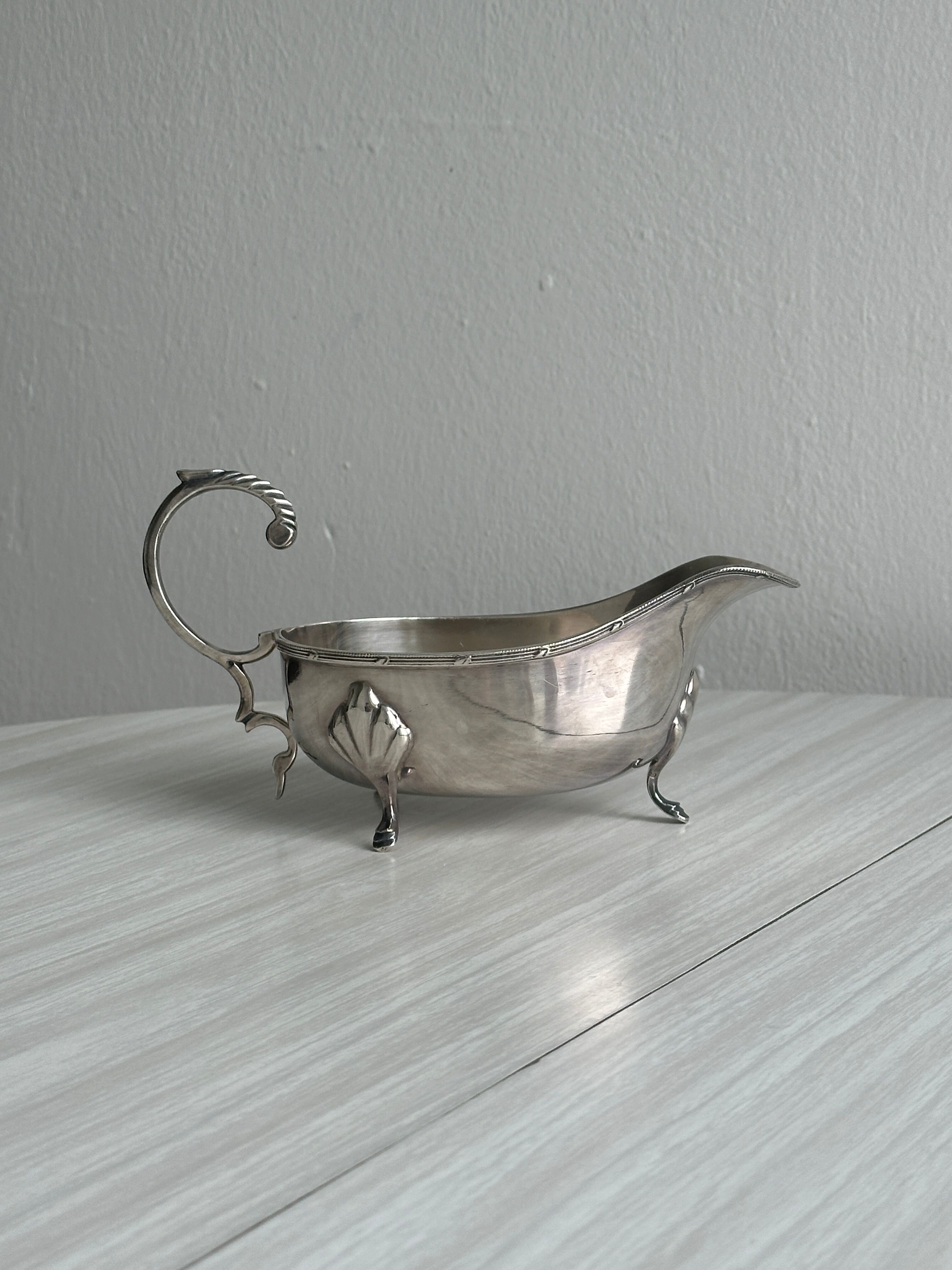 Antique silver-plated sauceboat