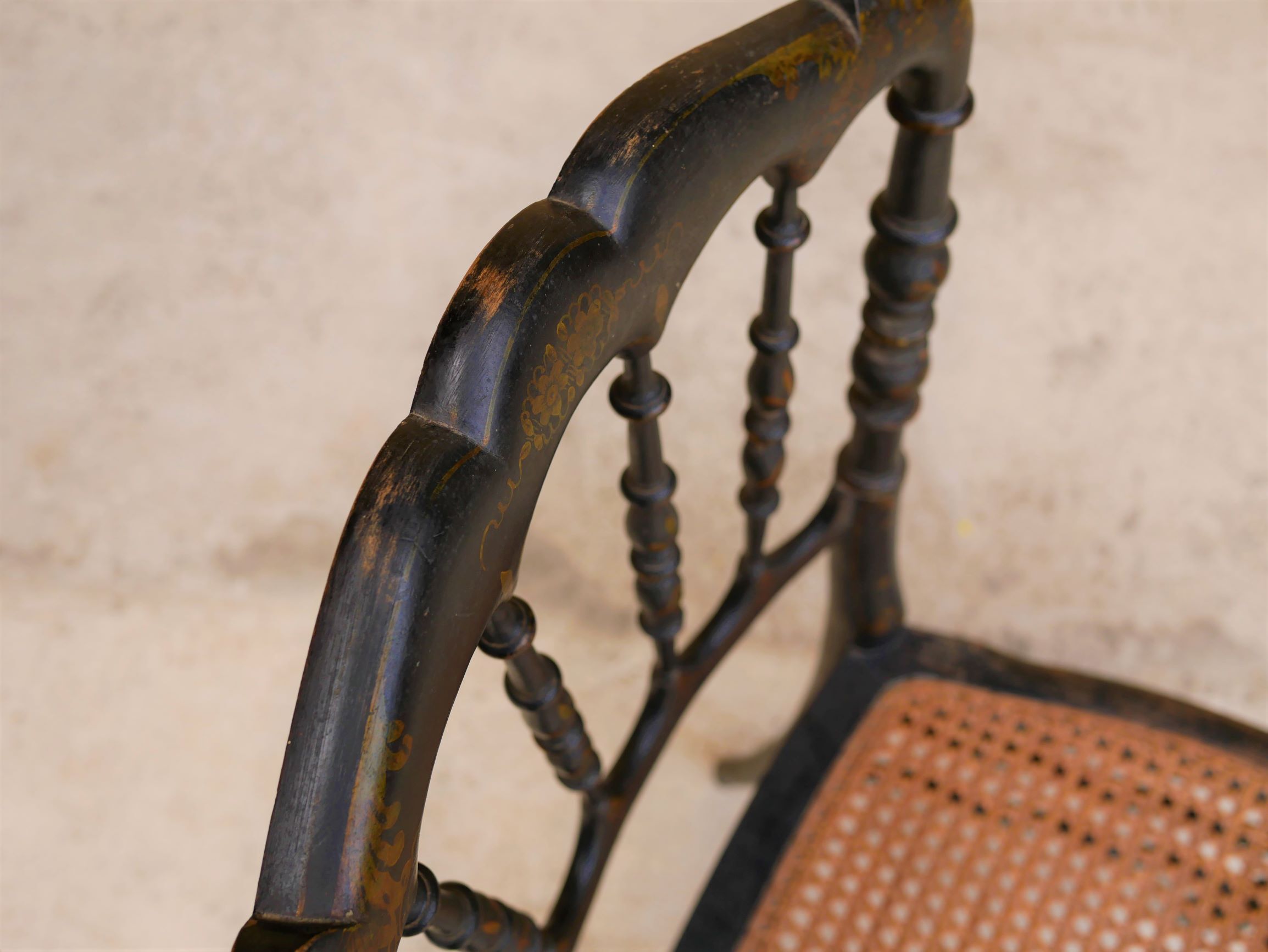 Napoleon III wooden and canning chair, 1920s