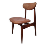 Scandinavian style chair in teak and leather, 1960s