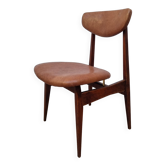 Chaise de style scandinave en teck et cuir, années 60