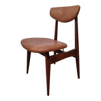 Scandinavian style chair in teak and leather, 1960s