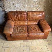 Canapé cuir vintage 2 places 
