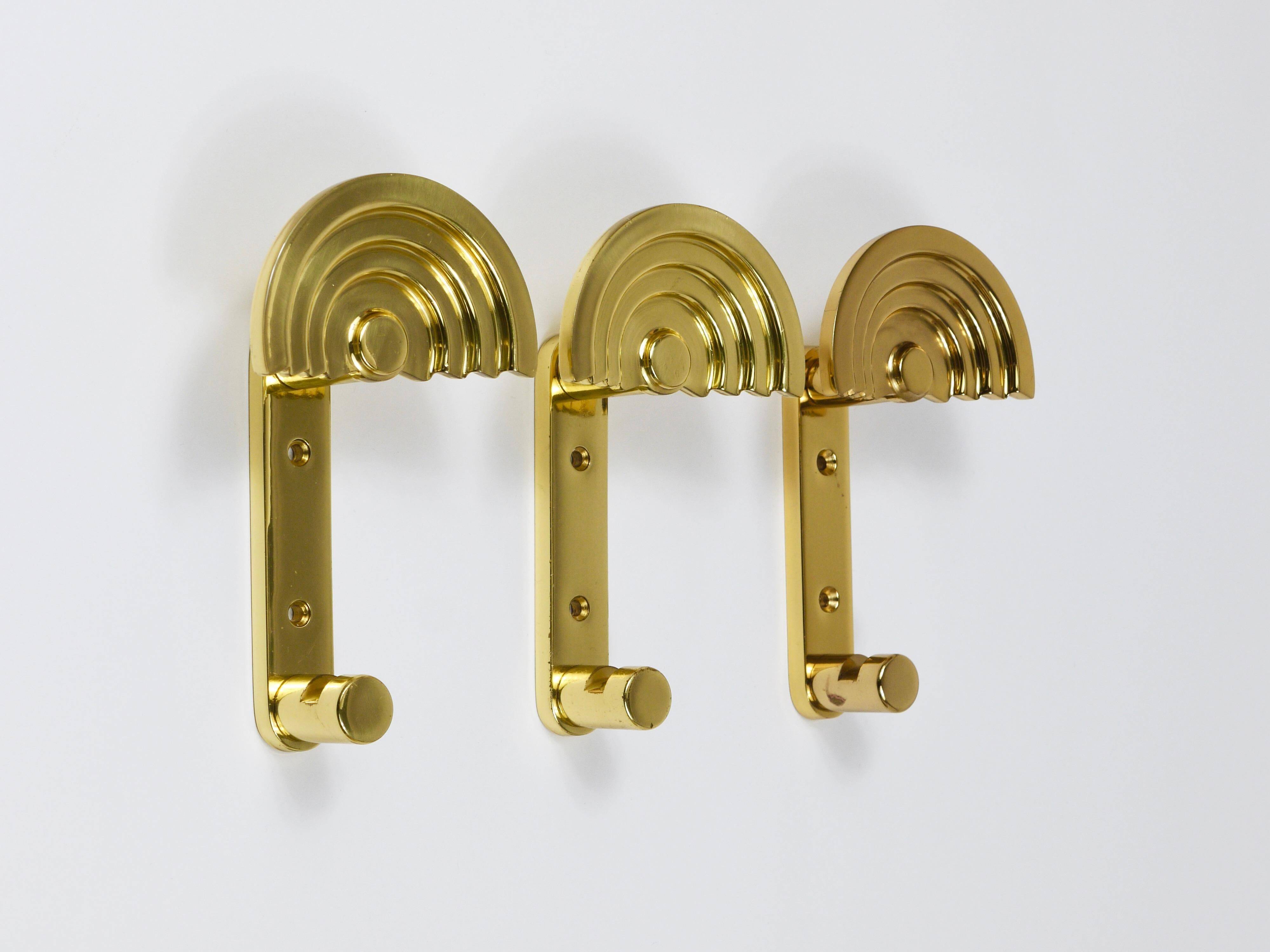 13 Postmodern Brass Wall Hooks by Ettore Sottsass, 1985, Valli & Valli Italy