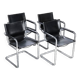 Set of 4 design cantilever chairs black and chrome design made in Italy