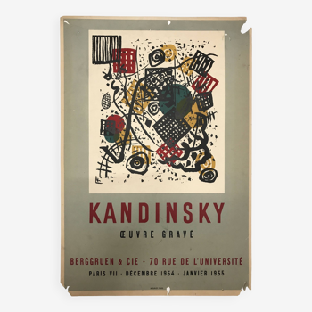 Kandinsky (d'ap.) galerie berggruen & cie, 1954. affiche originale lithographie mourlot