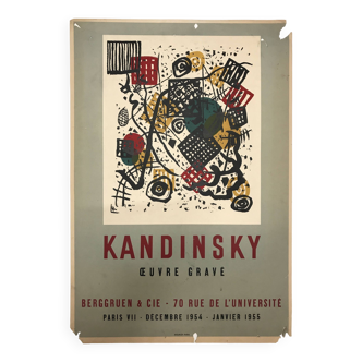 Kandinsky (d'ap.) galerie berggruen & cie, 1954. affiche originale lithographie mourlot