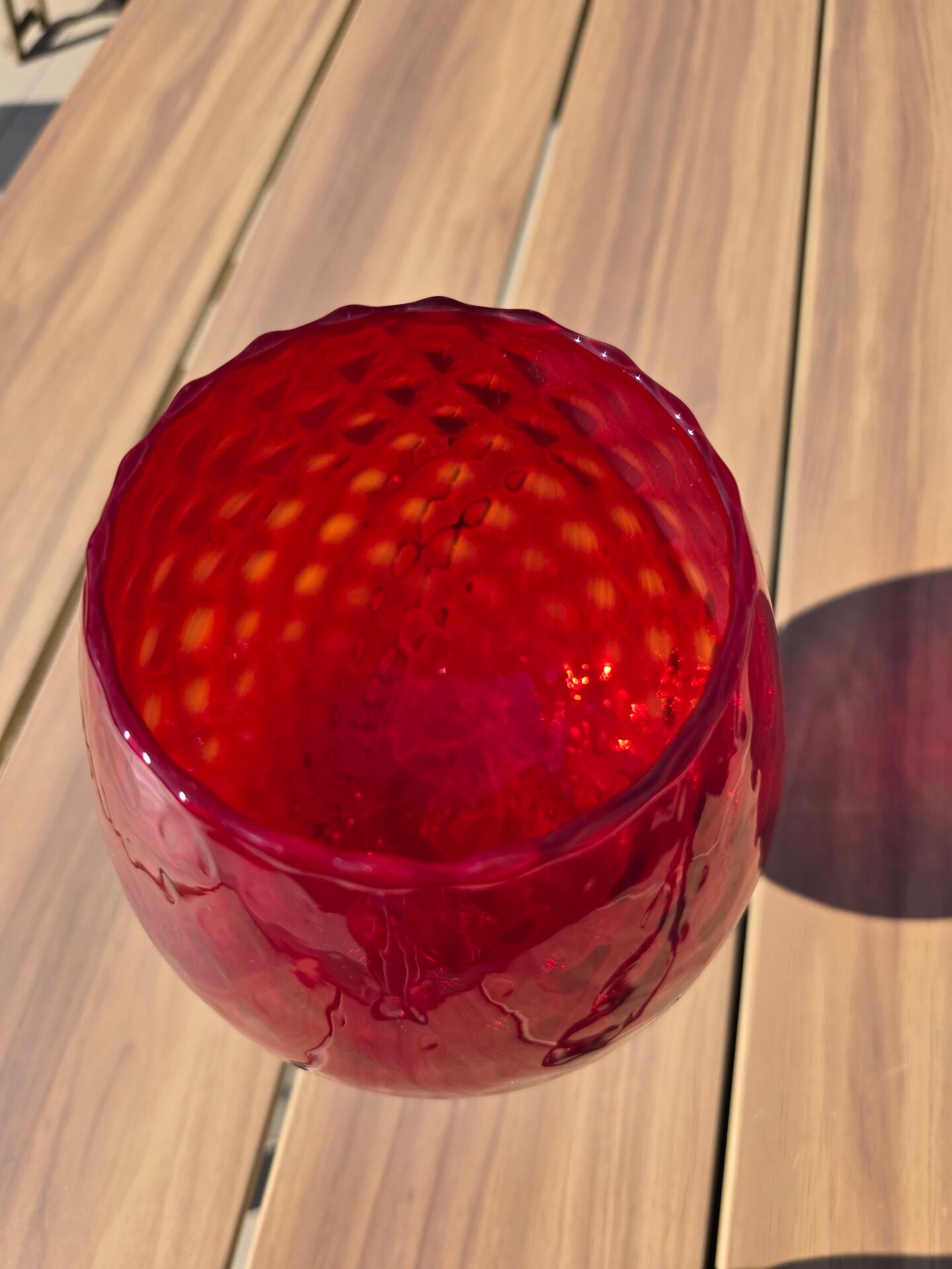 Grand verre géant 26 cm Empoli rouge rubis verre soufflé