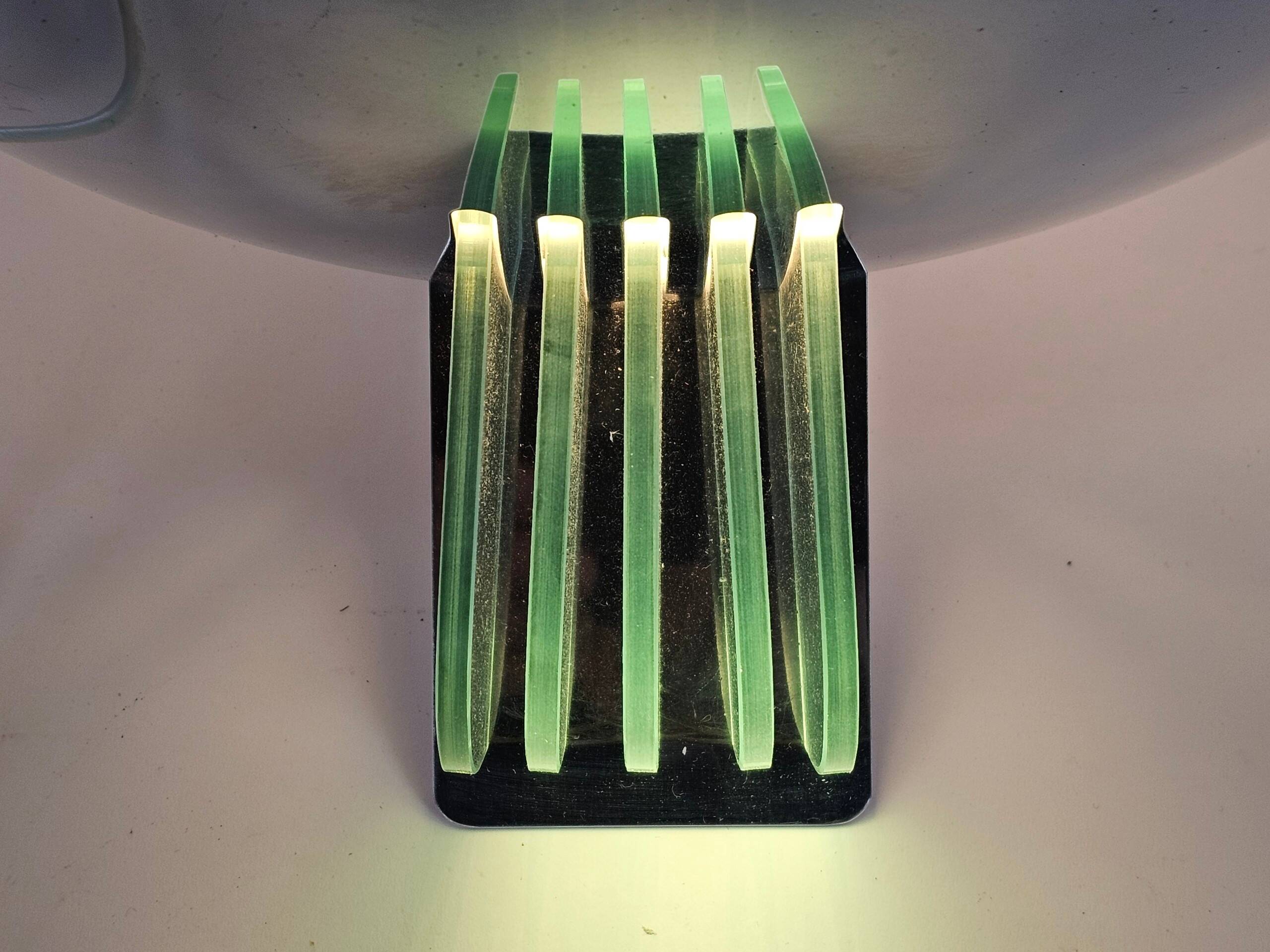 Wall lamp by 'Lumess Swiss' - Vintage - glass, chrome - Swiss design - 70s