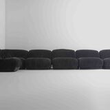 Modular "Patate" sofa in black corduroy velvet by Airborne, France 1970s