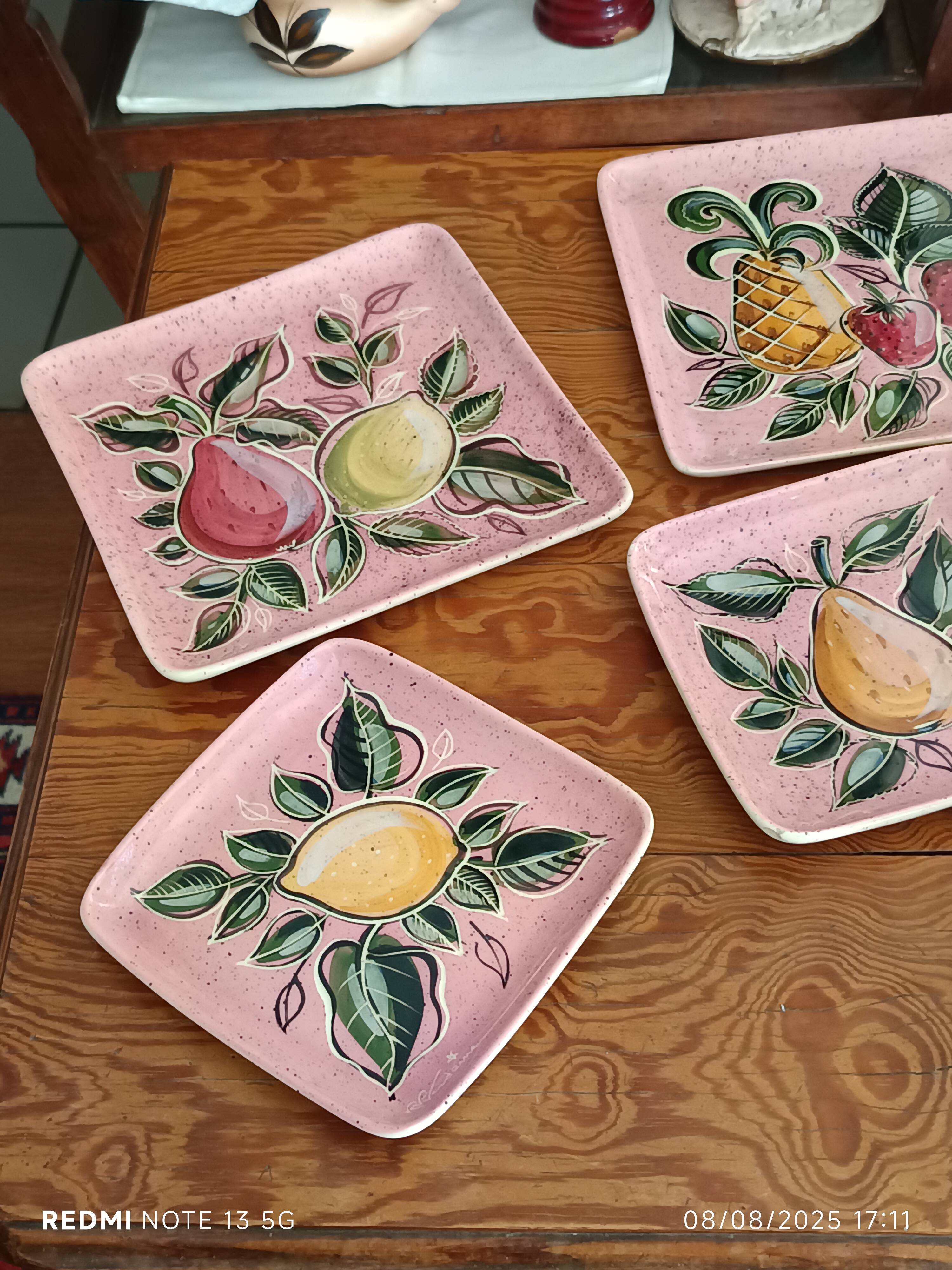 Set of 10 vintage enameled earthenware plates Renouveau Cagnes sur Mer