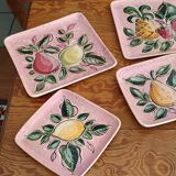 Set of 10 vintage enameled earthenware plates Renouveau Cagnes sur Mer
