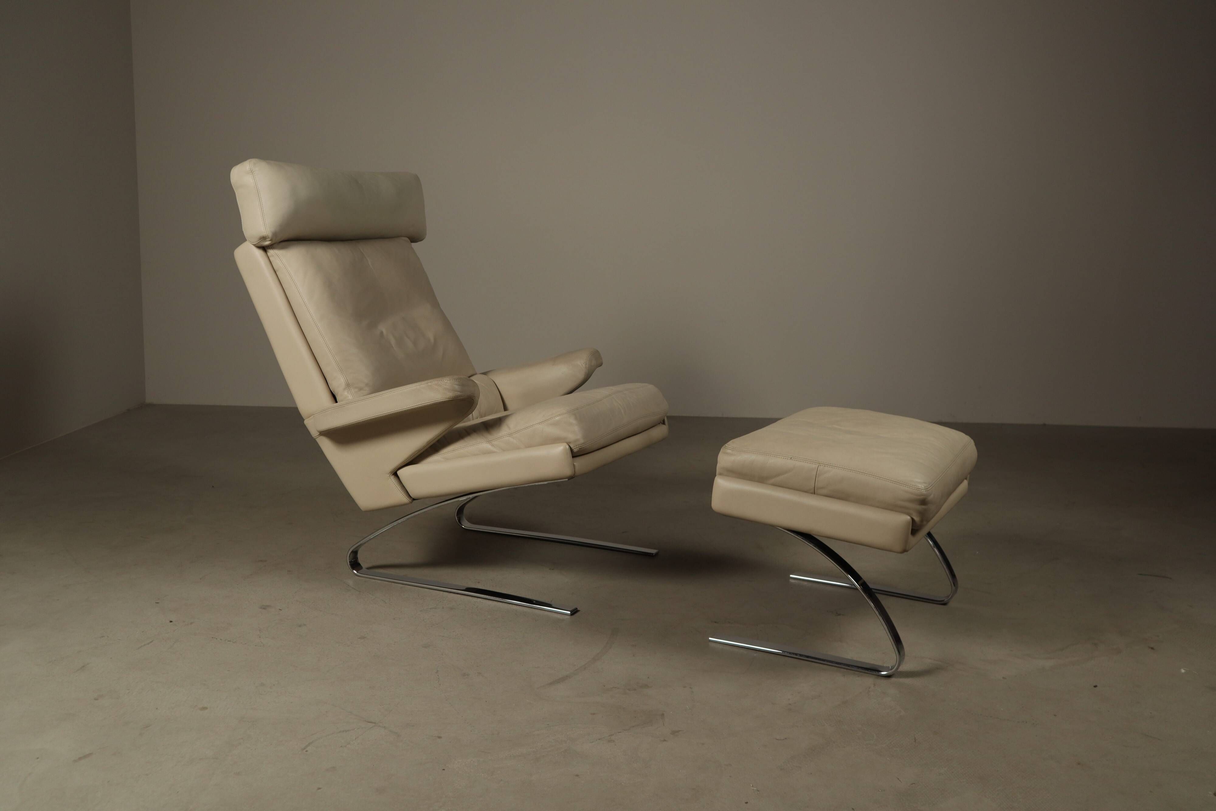Leather "Swing" lounge chair with ottoman for COR Germany, 1960's