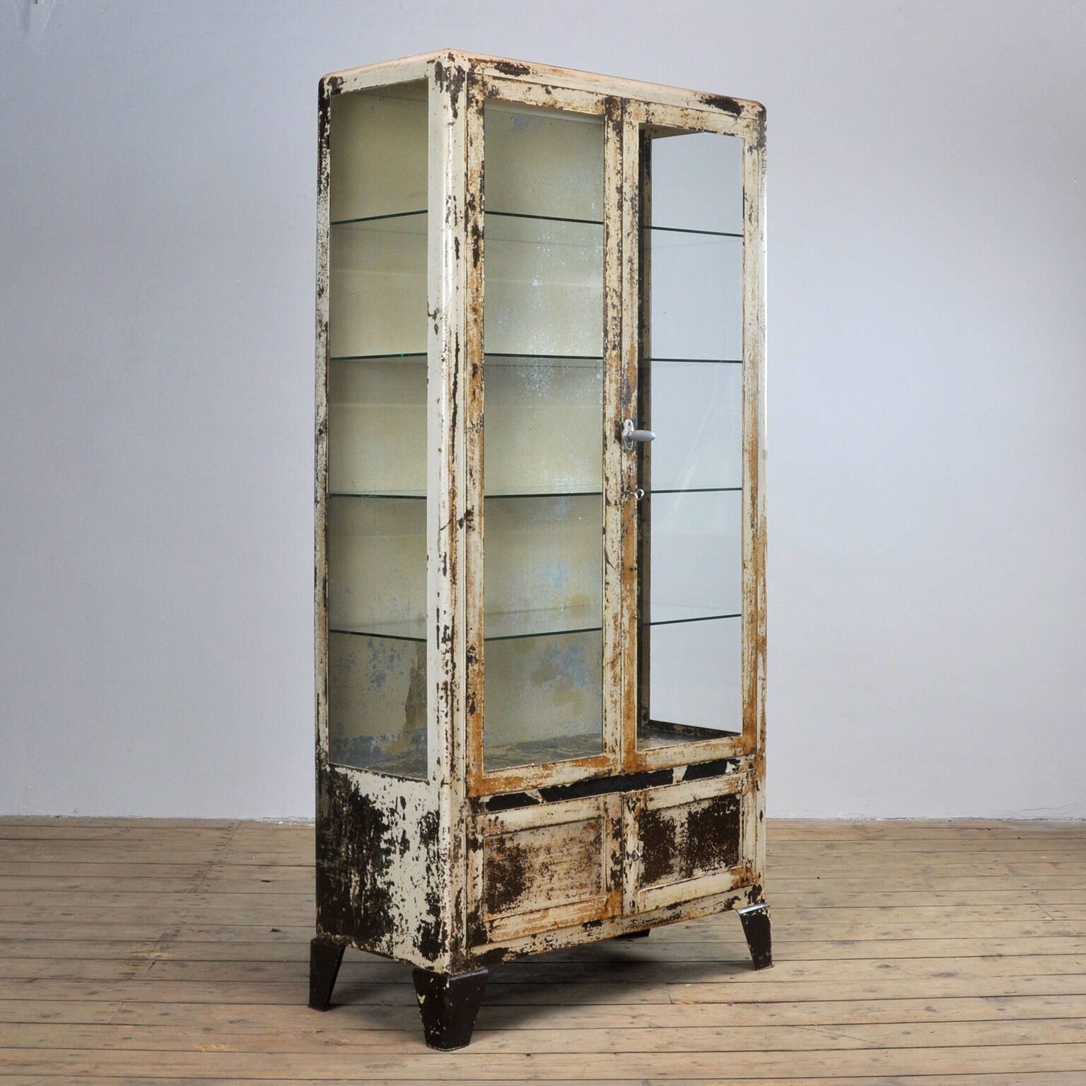 Vintage Steel And Glass Medical Cabinet, 1930's